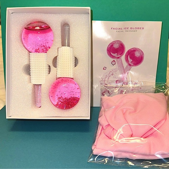 NIB Facial Ice Globes – Pink Glass Cryo Massage Tools - Picture 3 of 5